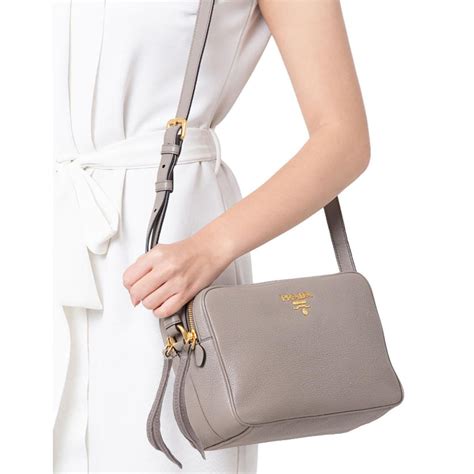 prada vitello phenix handbag medium gray|Prada Argilla Grey Vitello Phenix Leather Double Zip Cross Body .